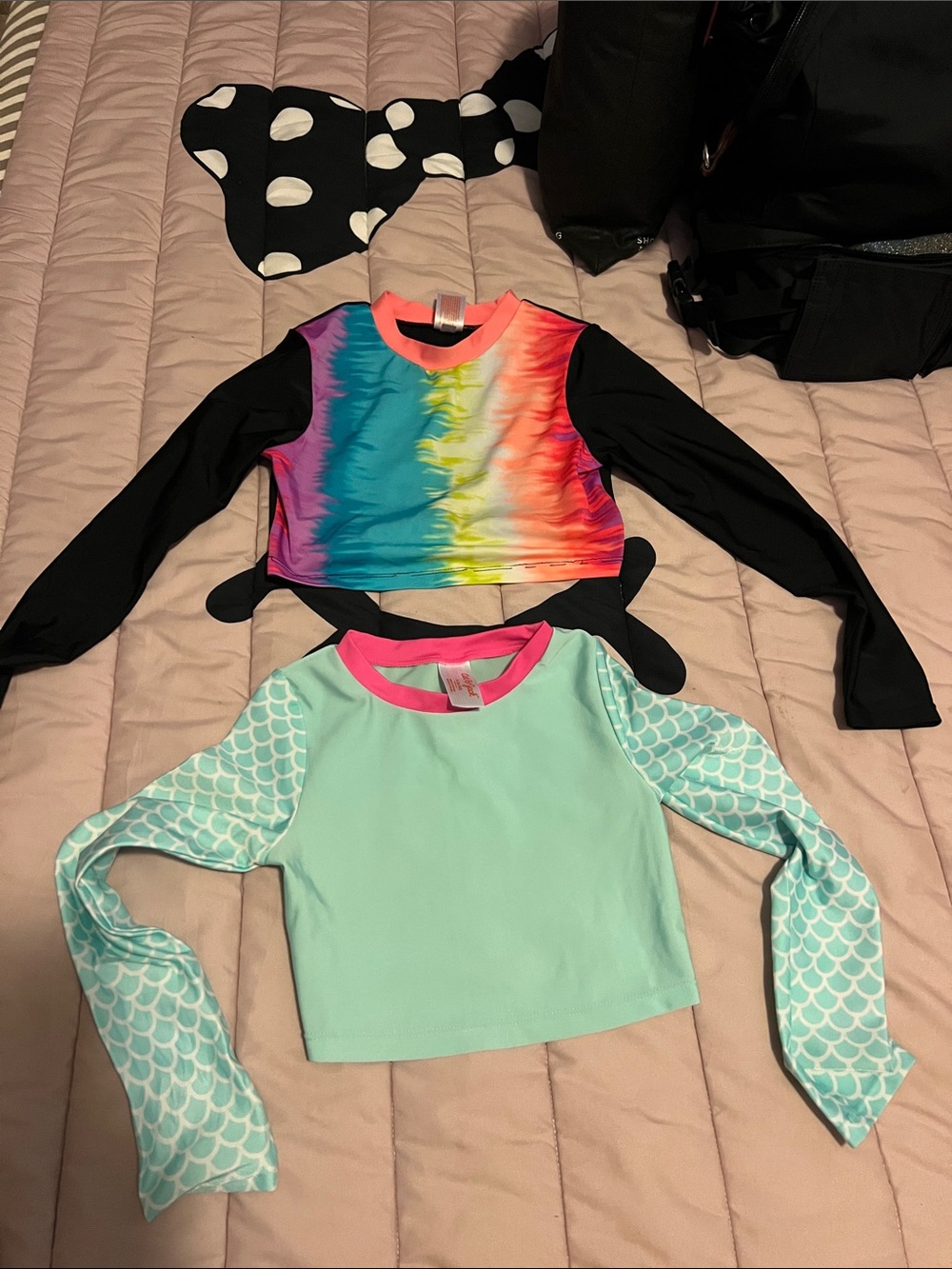 2pcs cat & jack girls 6/6x crop Rash Guard swim top